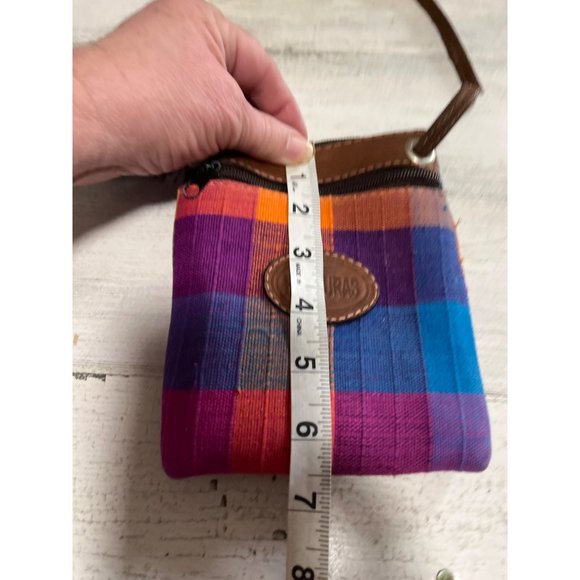 Multi-colored plaid two zipper small Honduras crossbody bag - Picture 6 of 6